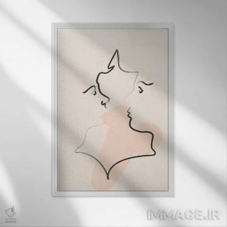 تابلو مینیمال بوسیدن اثر فلاور لاو چایلد - نمای قابدار سفید