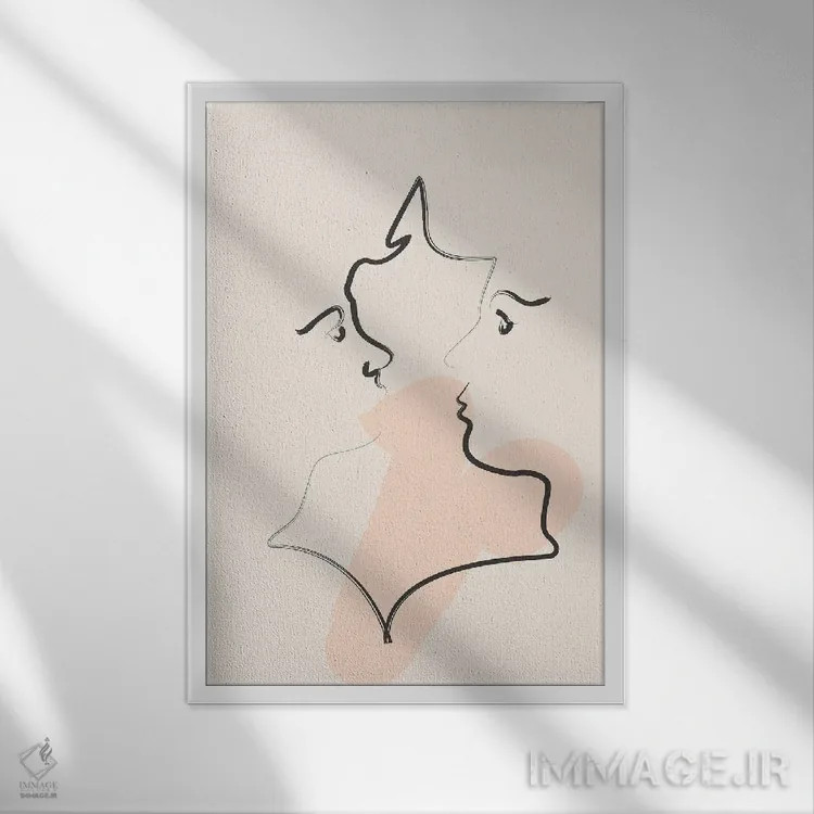 تابلو مینیمال بوسیدن اثر فلاور لاو چایلد - نمای قابدار سفید