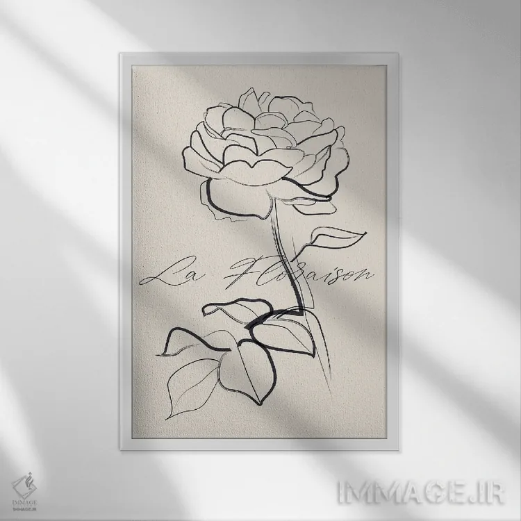 تابلو مینیمال شکوفه ها اثر فلاور لاو چایلد - نمای قابدار سفید