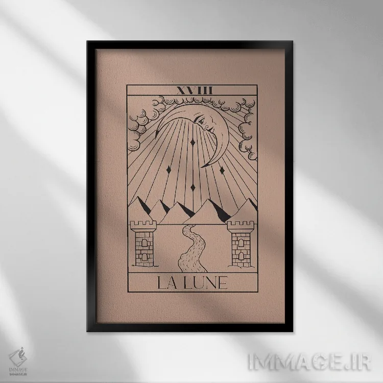 تابلو مدرن ماه اثر فلاور لاو چایلد - نمای قابدار مشکی