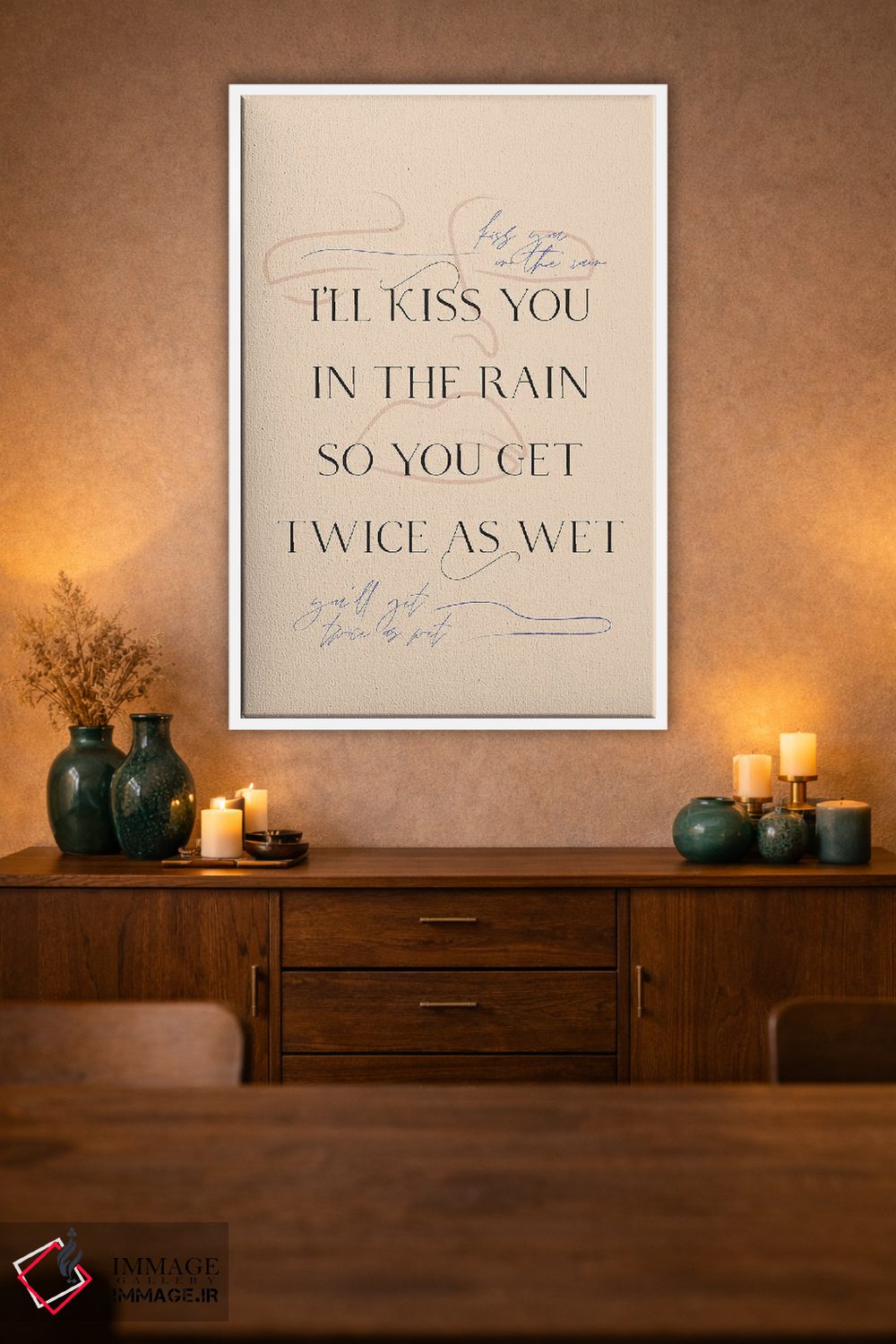 تابلو مینیمال تو را زیر باران می بوسم اثر فلاور لاو چایلد - D1W