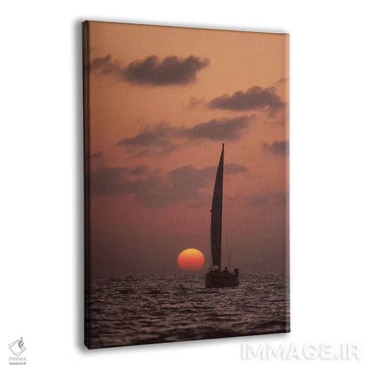 تابلو دکوراتیو قایق بادبانی سرگردان در غروب، سریلانکا اثر فلیپ نیکلین - نمای پرسپکتیو محصول