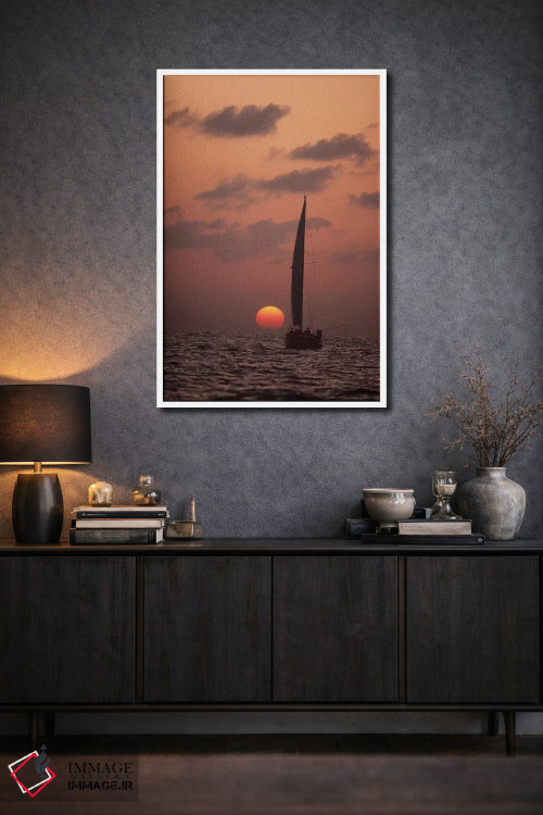 تابلو دکوراتیو قایق بادبانی سرگردان در غروب، سریلانکا اثر فلیپ نیکلین - D3W