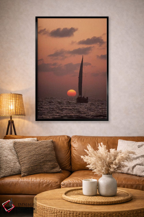 تابلو دکوراتیو قایق بادبانی سرگردان در غروب، سریلانکا اثر فلیپ نیکلین - D4B
