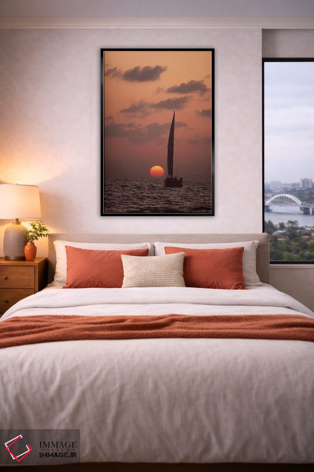 تابلو دکوراتیو قایق بادبانی سرگردان در غروب، سریلانکا اثر فلیپ نیکلین - D6B