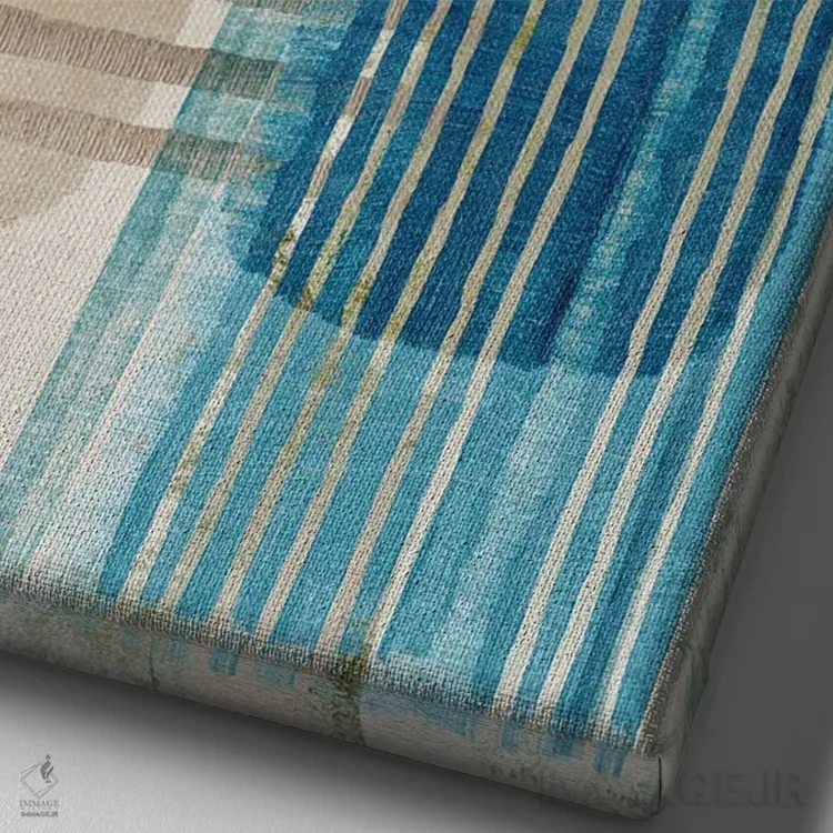 تابلو مینیمال افق آبی ۳ اثر فلورا کوتا - نمای نزدیک بافت بوم