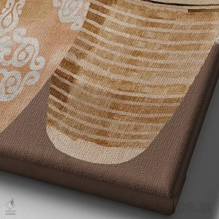 تابلو مینیمال طبیعت بی جان بوهو ۲ اثر فلورا کوتا - نمای نزدیک بافت بوم