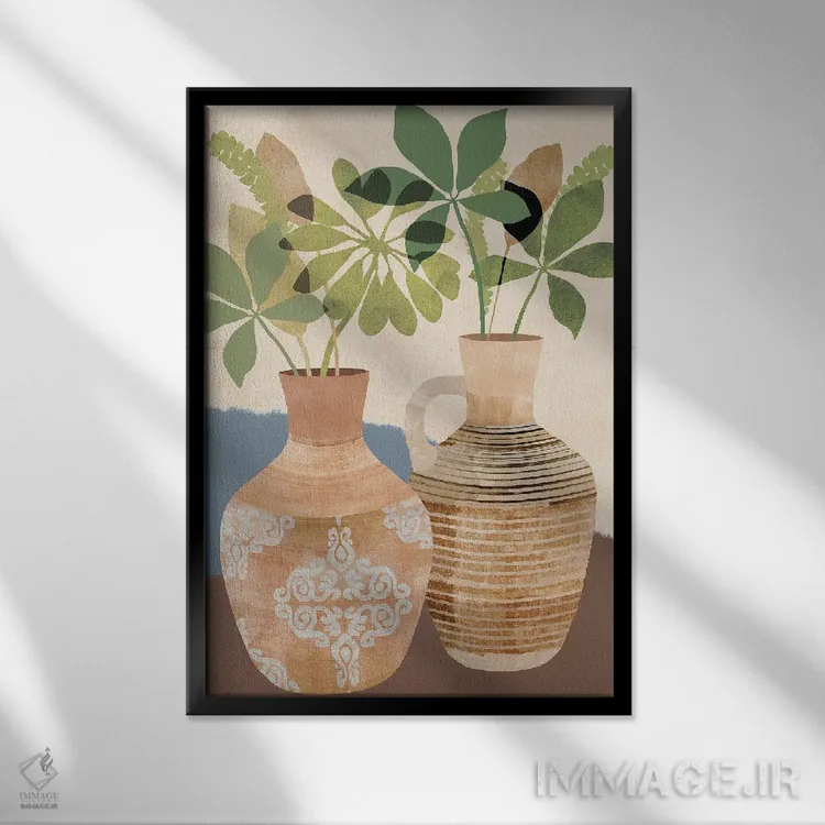 تابلو مینیمال طبیعت بی جان بوهو ۲ اثر فلورا کوتا - نمای قابدار مشکی