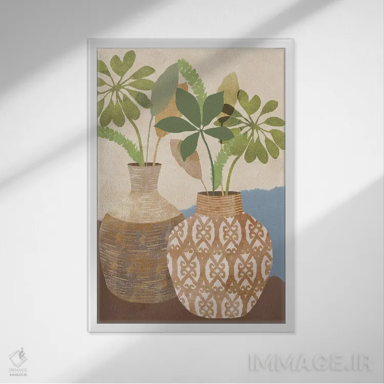 تابلو مینیمال طبیعت بی جان بوهو ۱ اثر فلورا کوتا - نمای قابدار سفید