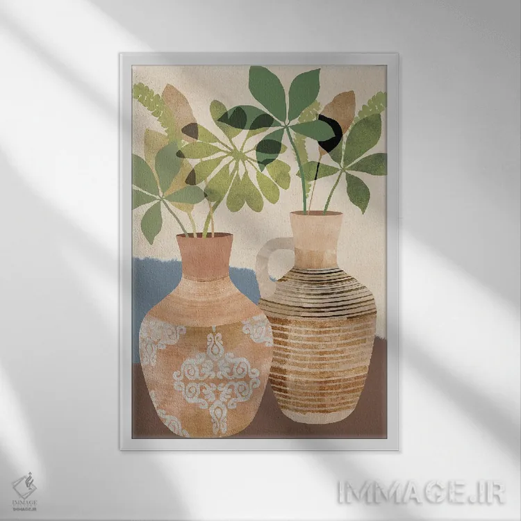 تابلو مینیمال طبیعت بی جان بوهو ۲ اثر فلورا کوتا - نمای قابدار سفید