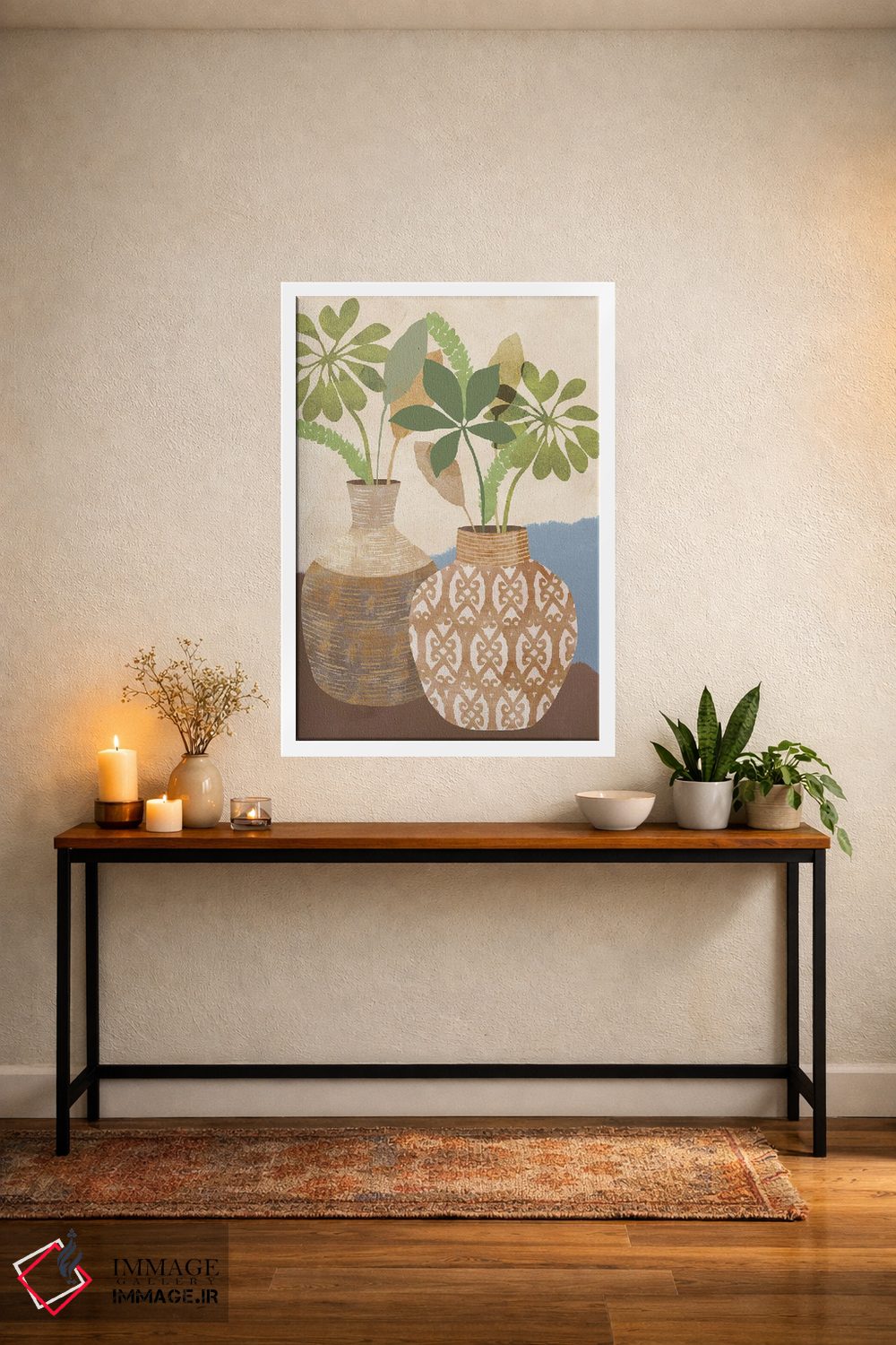 تابلو مینیمال طبیعت بی جان بوهو ۱ اثر فلورا کوتا - D3W