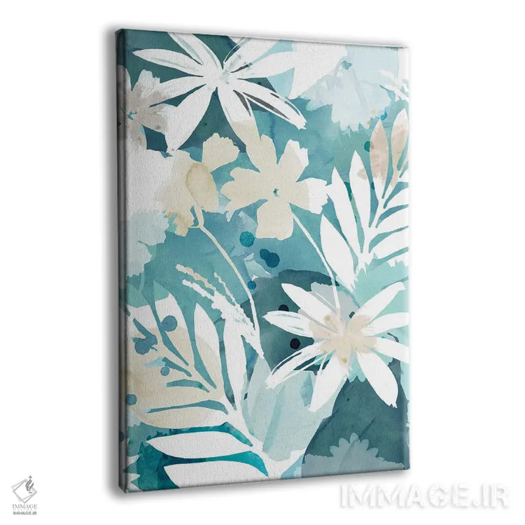 تابلو مینیمال طرح گل آبی ملایم ۱ اثر فلورا کوتا - نمای پرسپکتیو محصول