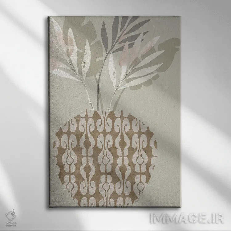 تابلو انتزاعی گلدان تزئینی ۳ اثر فلورا کوتا - نمای روبهرو روی دیوار