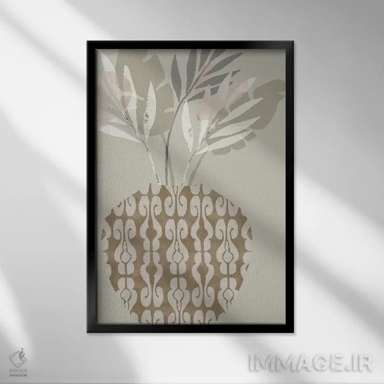 تابلو انتزاعی گلدان تزئینی ۳ اثر فلورا کوتا - نمای قابدار مشکی