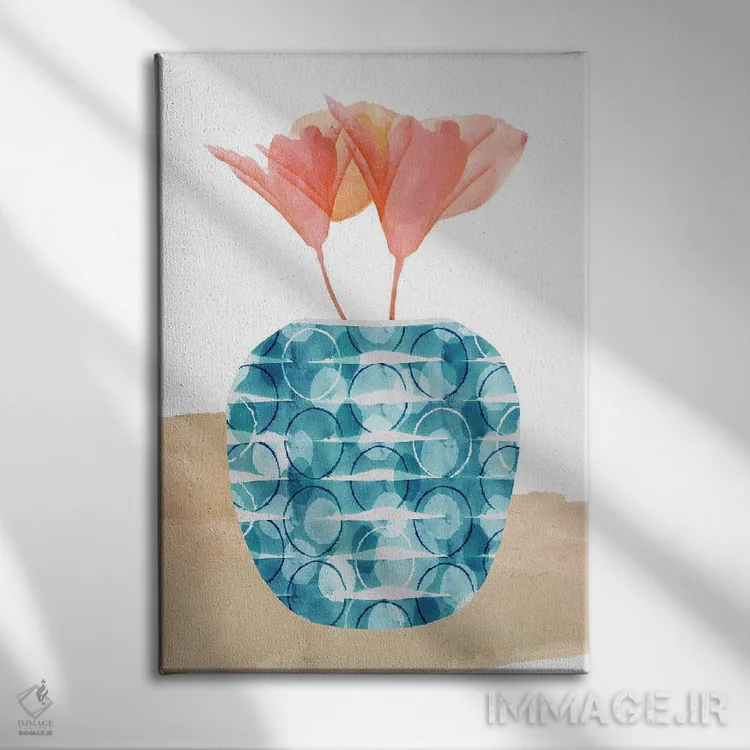 تابلو دکوراتیو ظرف تزئینی رنگارنگ ۳ اثر فلورا کوتا - نمای روبهرو روی دیوار