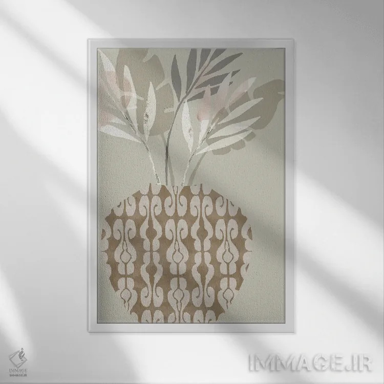 تابلو انتزاعی گلدان تزئینی ۳ اثر فلورا کوتا - نمای قابدار سفید