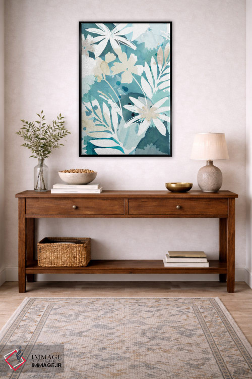 تابلو مینیمال طرح گل آبی ملایم ۱ اثر فلورا کوتا - D4B