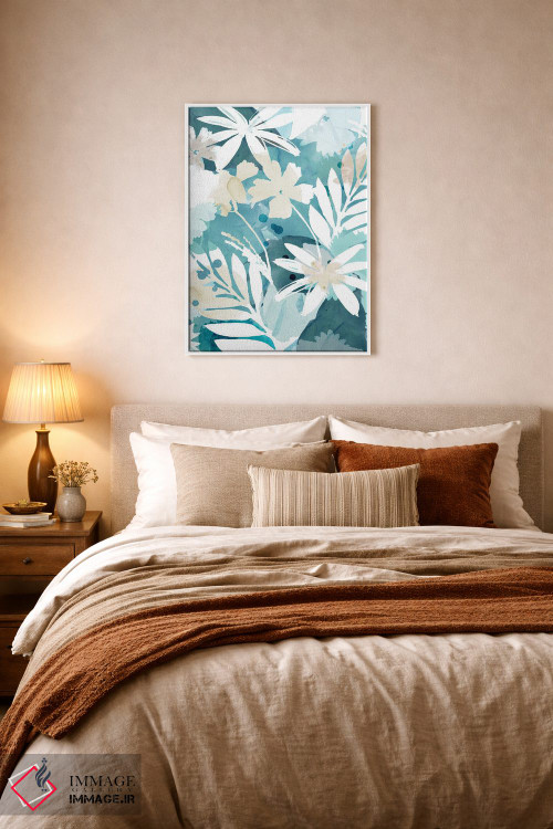 تابلو مینیمال طرح گل آبی ملایم ۱ اثر فلورا کوتا - D5W