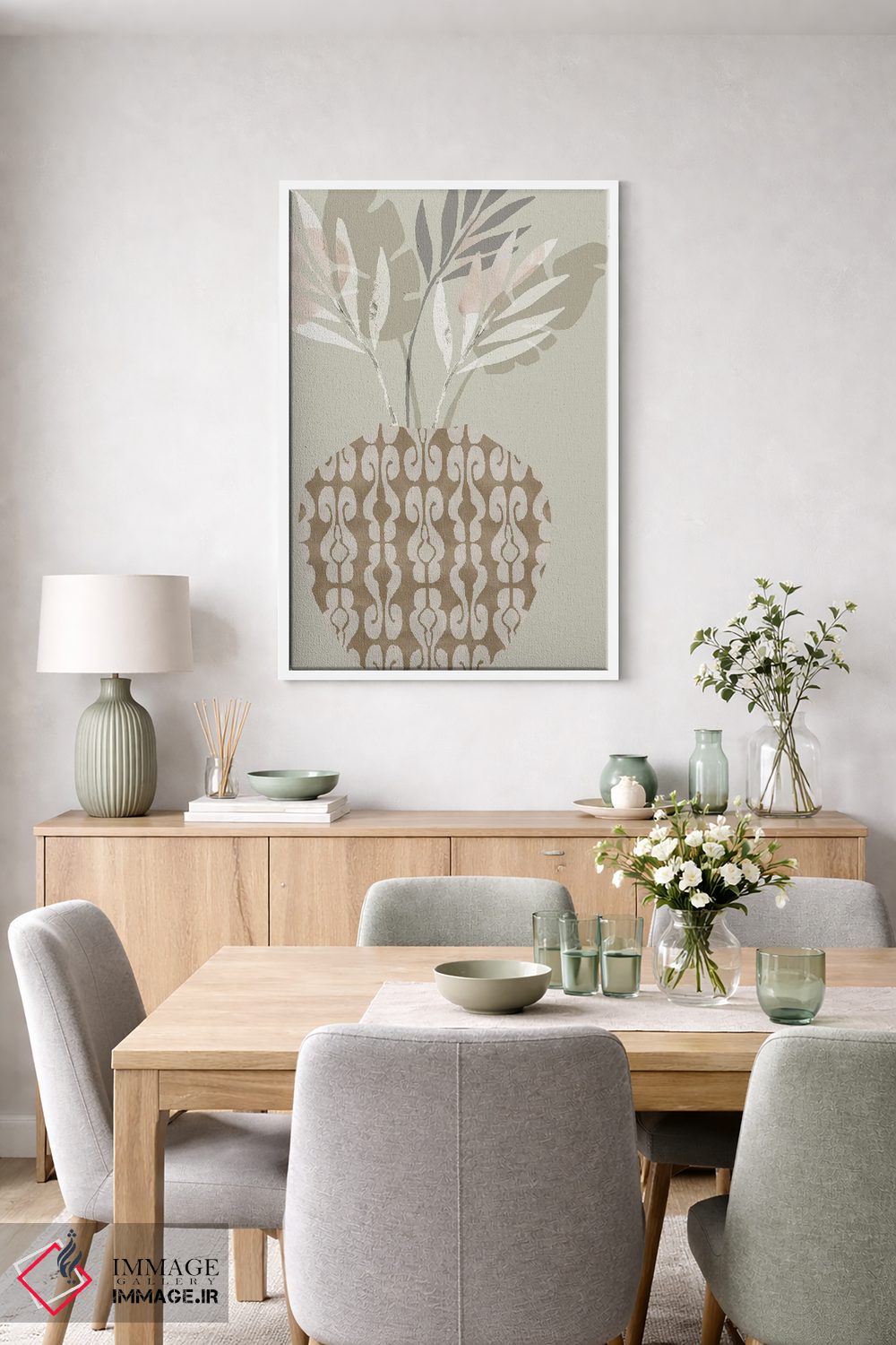 تابلو انتزاعی گلدان تزئینی ۳ اثر فلورا کوتا - D4W