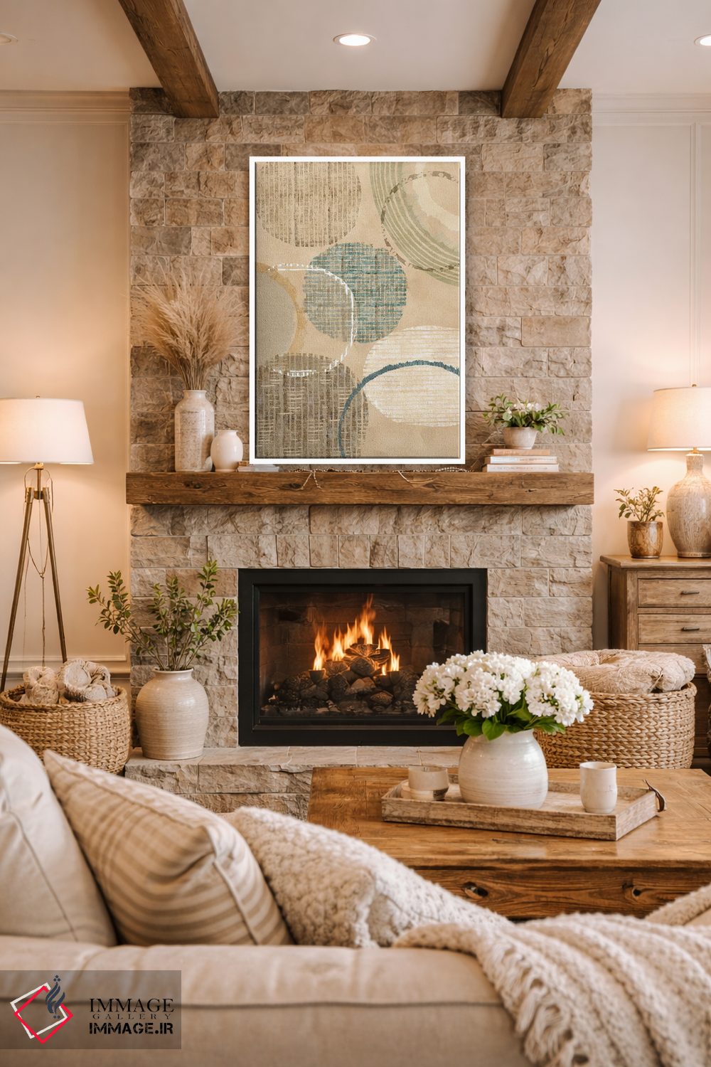 تابلو مینیمال سبدهای بافته شده ۱ اثر فلورا کوتا - D1W