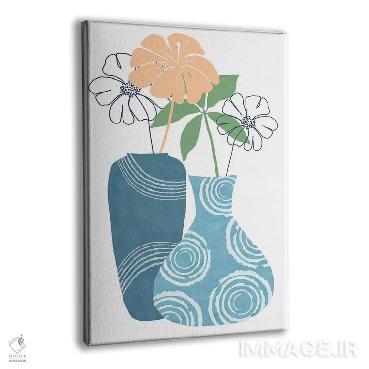 تابلو دکوراتیو ظروف تزئینی آبی ۲ اثر فلورا کوتا - نمای پرسپکتیو محصول