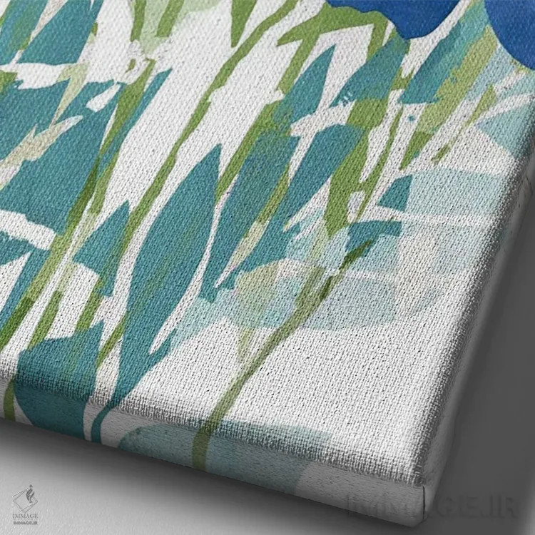 تابلو مدرن خشخاش های آبی ۱ اثر فلورا کوتا - نمای نزدیک بافت بوم