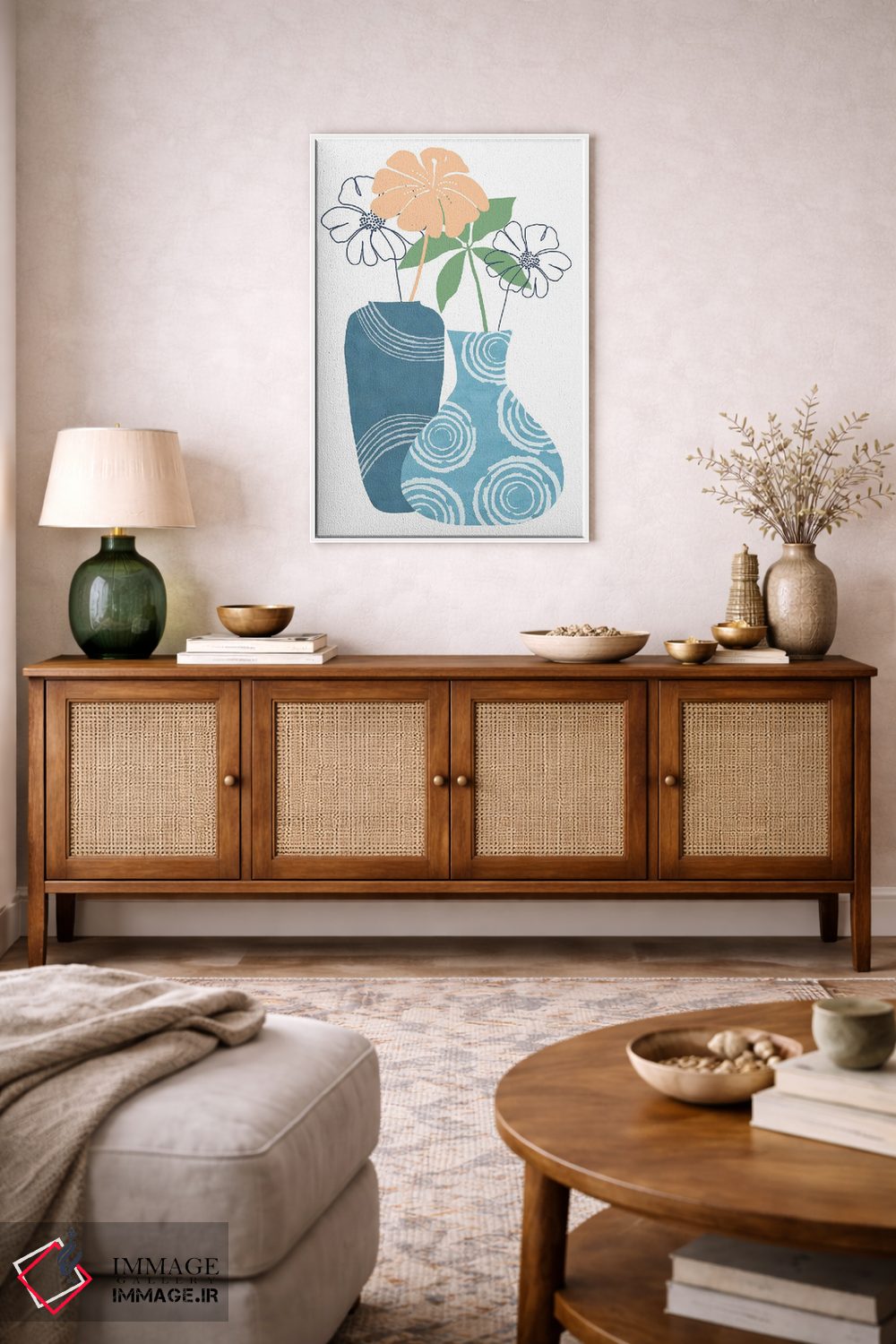 تابلو دکوراتیو ظروف تزئینی آبی ۲ اثر فلورا کوتا - D2W