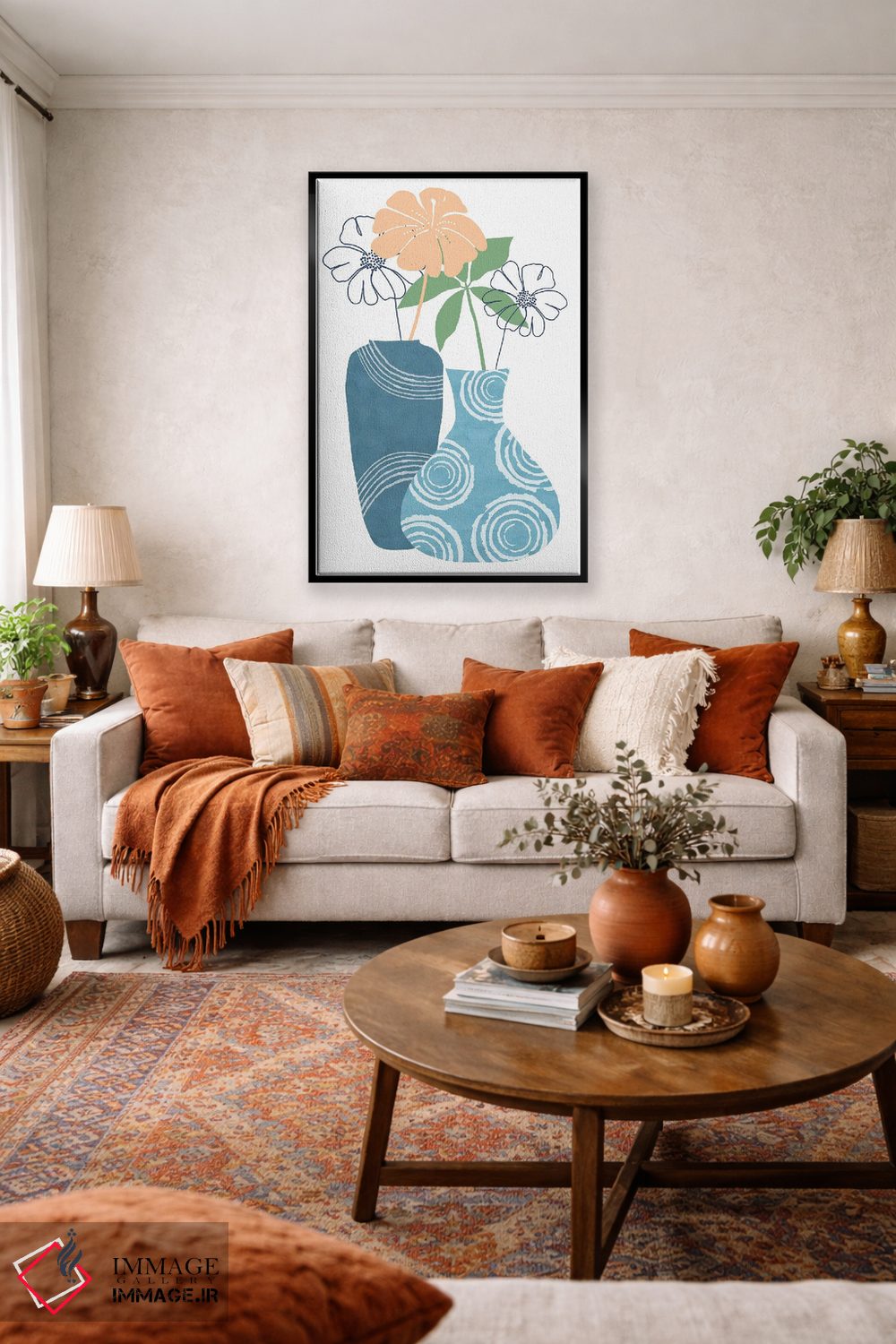 تابلو دکوراتیو ظروف تزئینی آبی ۲ اثر فلورا کوتا - D4B