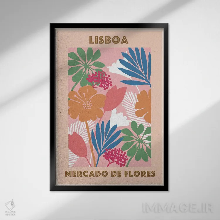 تابلو مدرن بازار گل ۱ اثر فلورا کوتا - نمای قابدار مشکی