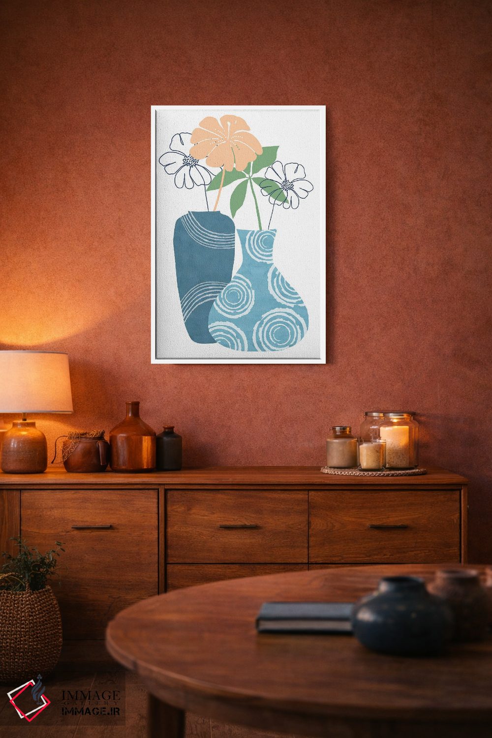 تابلو دکوراتیو ظروف تزئینی آبی ۲ اثر فلورا کوتا - D3W