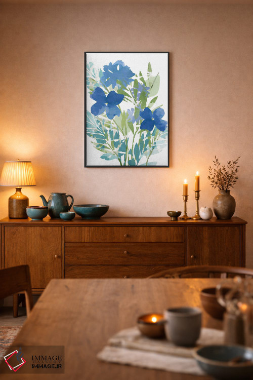 تابلو مدرن خشخاش های آبی ۱ اثر فلورا کوتا - D5B