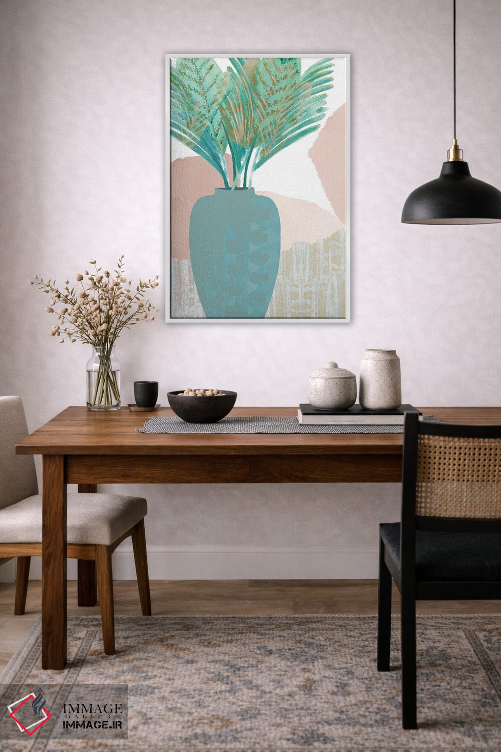 تابلو دکوراتیو نخل سبزآبی ۲ اثر فلورا کوتا - D3W