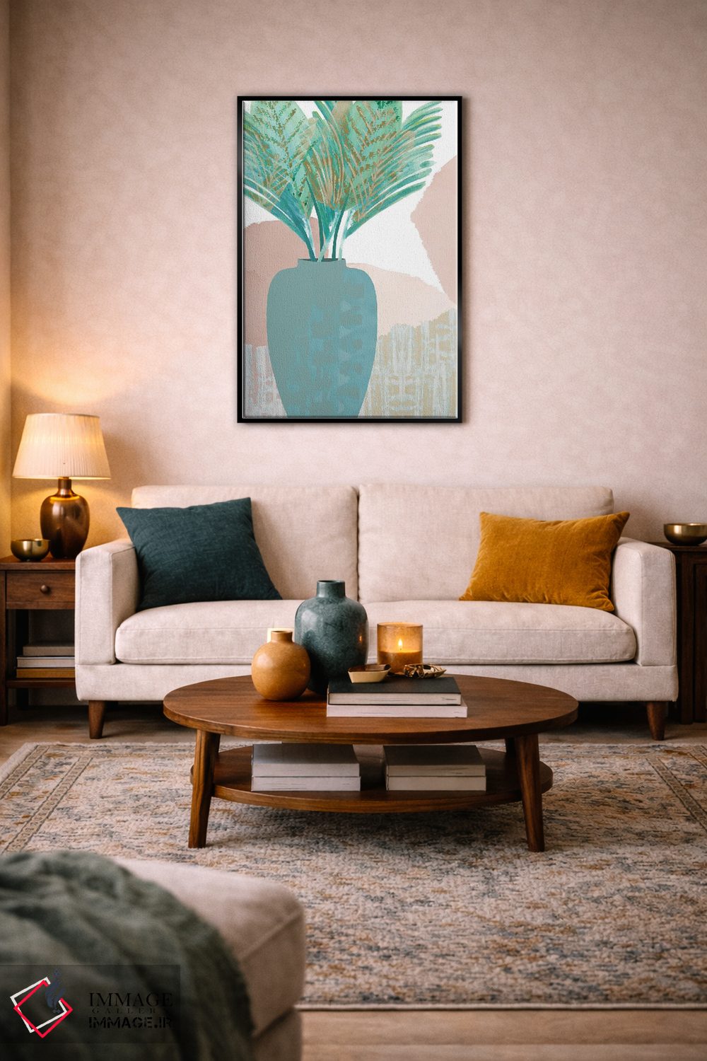 تابلو دکوراتیو نخل سبزآبی ۲ اثر فلورا کوتا - D5B