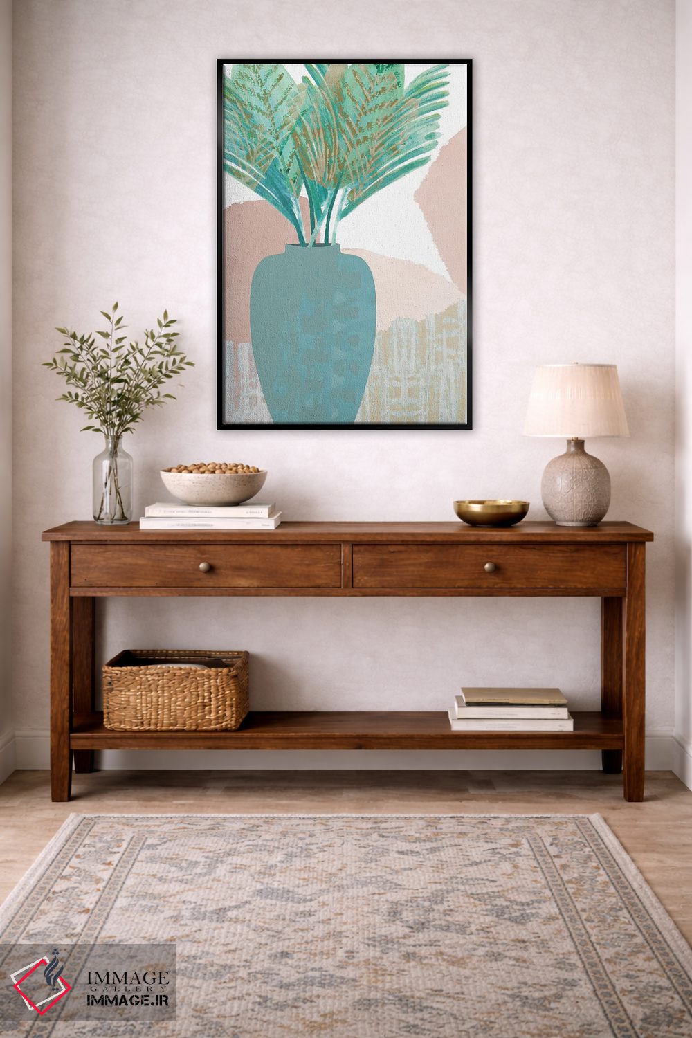 تابلو دکوراتیو نخل سبزآبی ۲ اثر فلورا کوتا - D4B