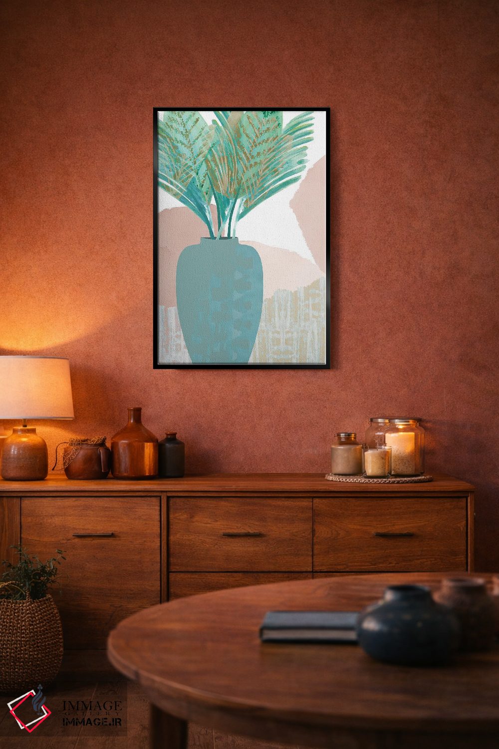 تابلو دکوراتیو نخل سبزآبی ۲ اثر فلورا کوتا - D6B