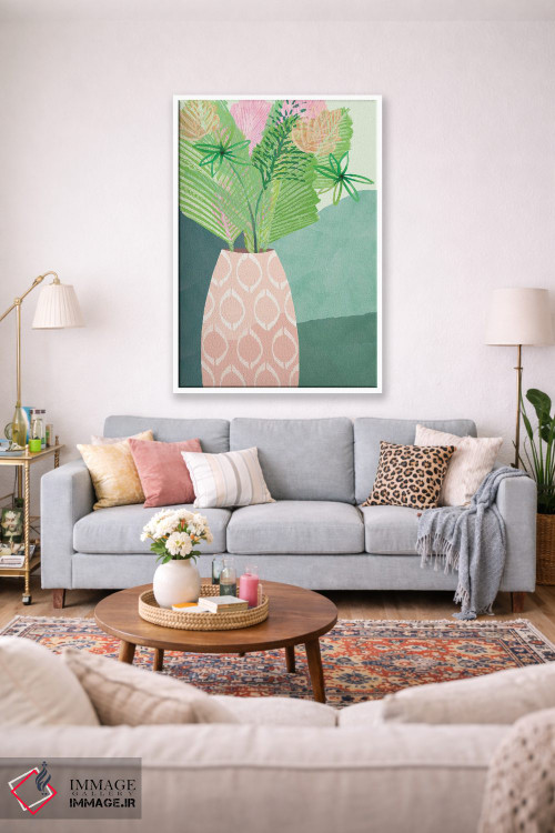 تابلو دکوراتیو گلدان نخل رنگارنگ I اثر فلورا کوتا - D1W