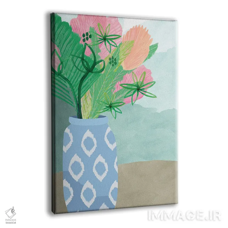 تابلو دکوراتیو گلدان نخل رنگارنگ II اثر فلورا کوتا - نمای پرسپکتیو محصول