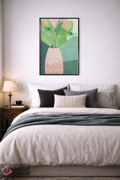 تابلو دکوراتیو گلدان نخل رنگارنگ I اثر فلورا کوتا - D6B