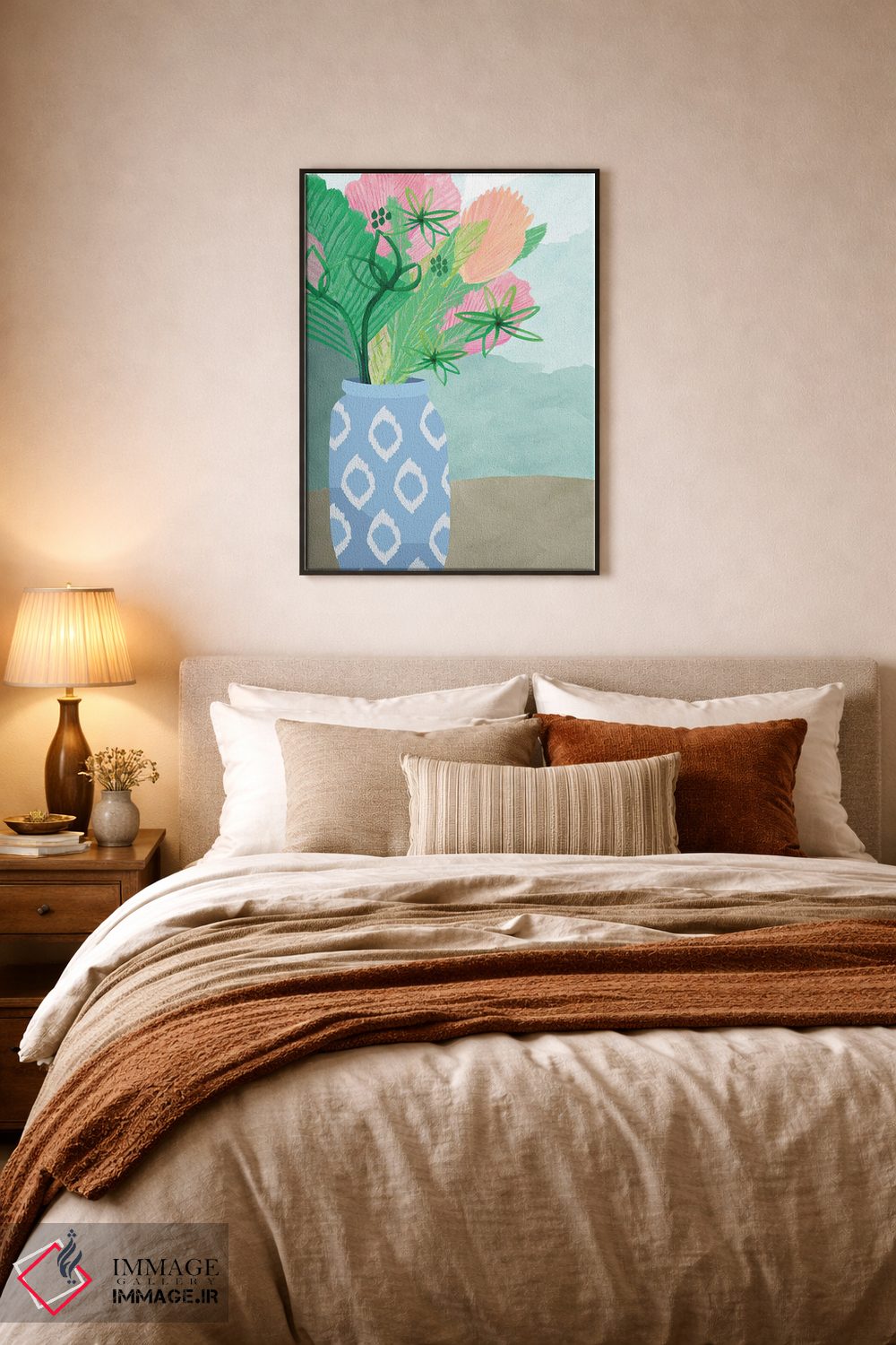 تابلو دکوراتیو گلدان نخل رنگارنگ II اثر فلورا کوتا - D5B