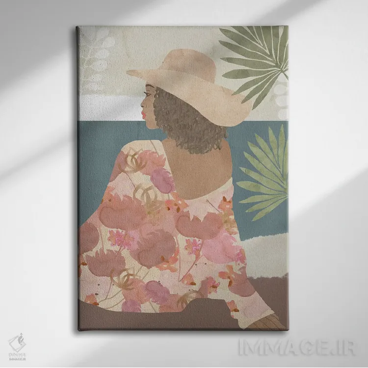 تابلو دکوراتیو بانوی گل سفالی I اثر فلورا کوتا - نمای روبهرو روی دیوار