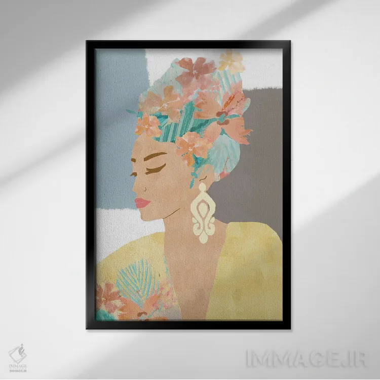 تابلو دکوراتیو نینا در شکوفه اثر فلورا کوتا - نمای قابدار مشکی