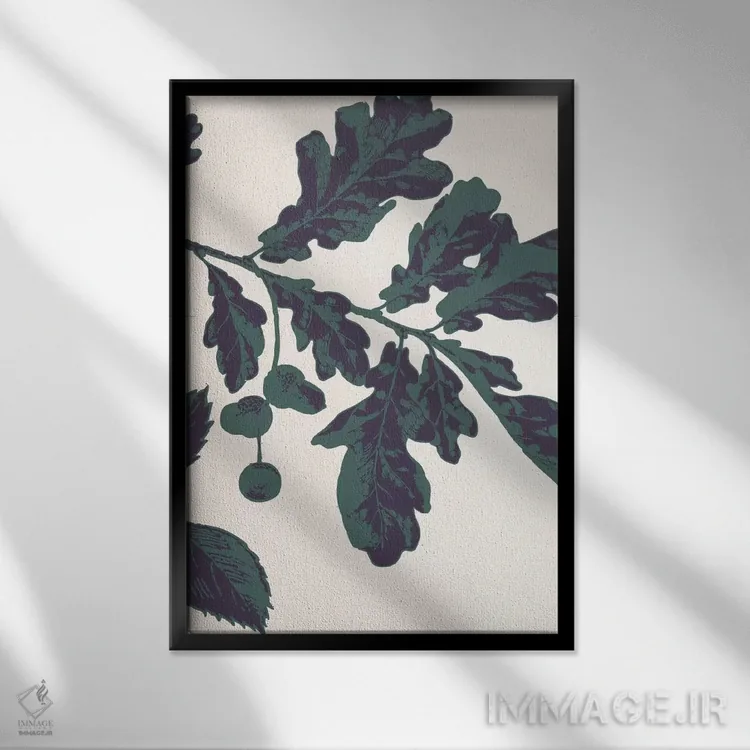 تابلو دکوراتیو شاخه بلوط اثر فایو بای فایو کالکتیو - نمای قابدار مشکی