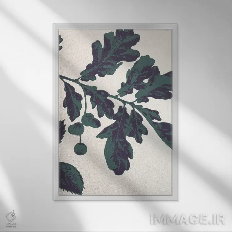 تابلو دکوراتیو شاخه بلوط اثر فایو بای فایو کالکتیو - نمای قابدار سفید