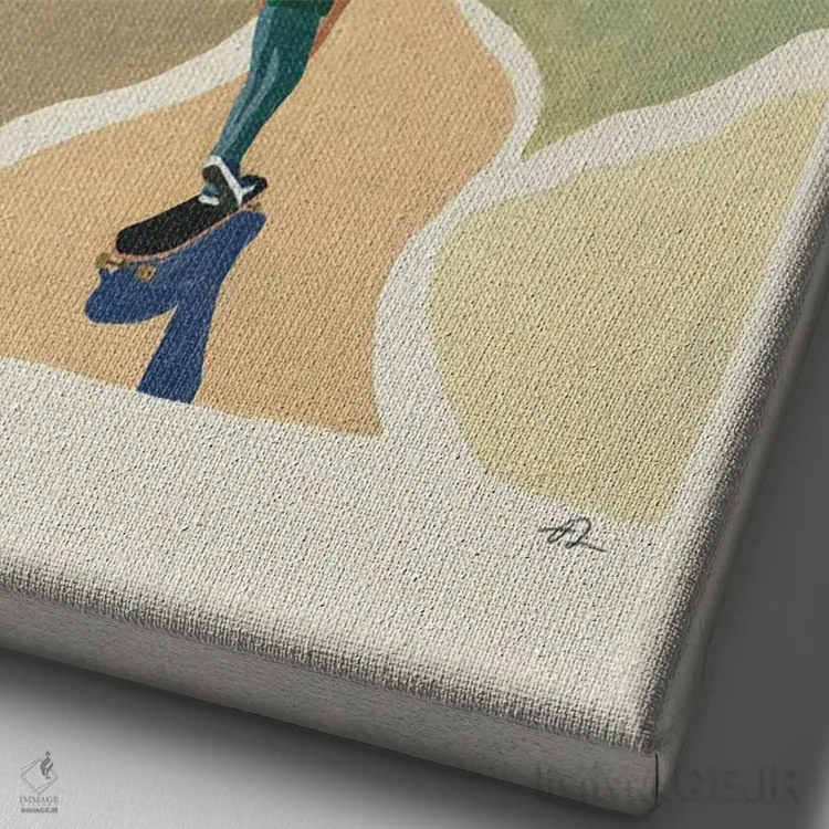 تابلو مینیمال به راهت ادامه بده اثر فابیان لاواتر - نمای نزدیک بافت بوم