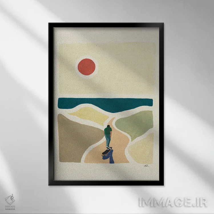 تابلو مینیمال به راهت ادامه بده اثر فابیان لاواتر - نمای قابدار مشکی