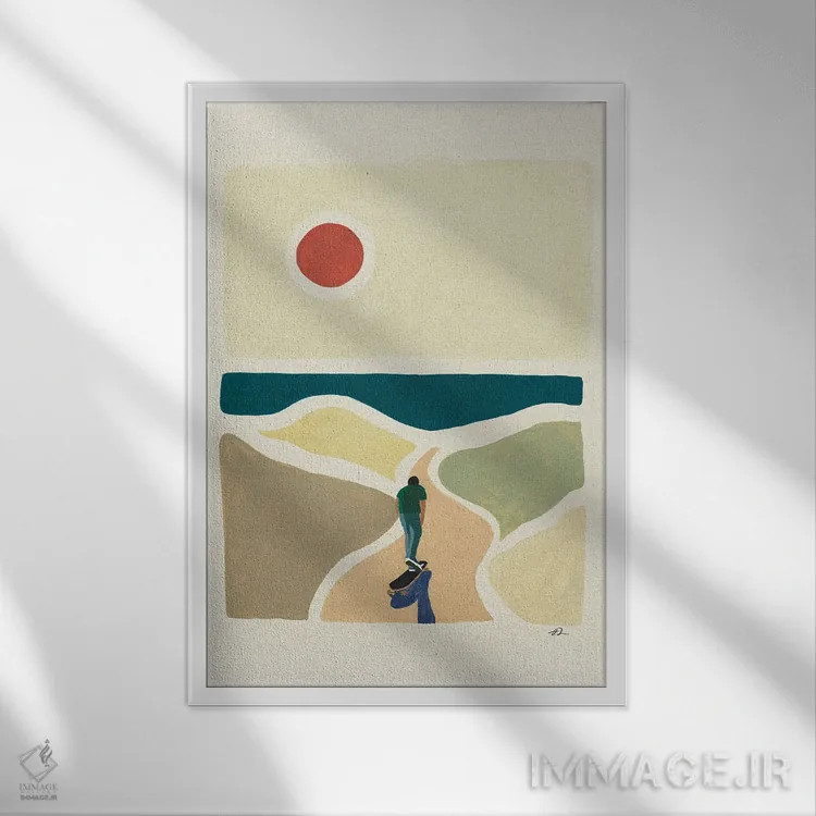 تابلو مینیمال به راهت ادامه بده اثر فابیان لاواتر - نمای قابدار سفید