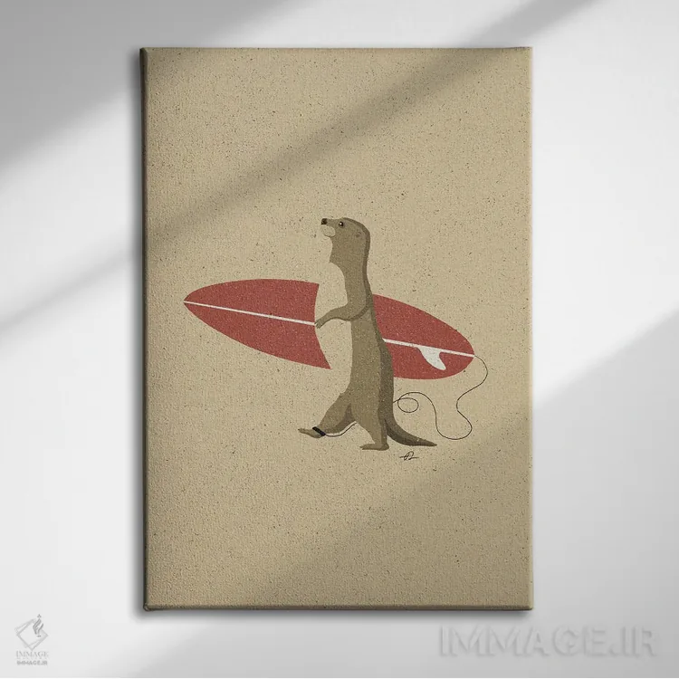 تابلو دکوراتیو سمور موج سوار II اثر فابیان لاواتر - نمای روبهرو روی دیوار