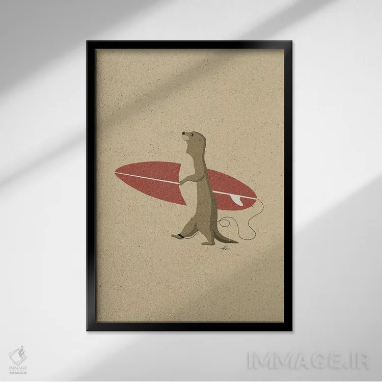 تابلو دکوراتیو سمور موج سوار II اثر فابیان لاواتر - نمای قابدار مشکی