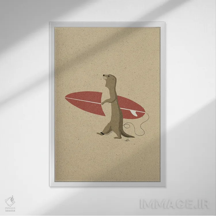 تابلو دکوراتیو سمور موج سوار II اثر فابیان لاواتر - نمای قابدار سفید