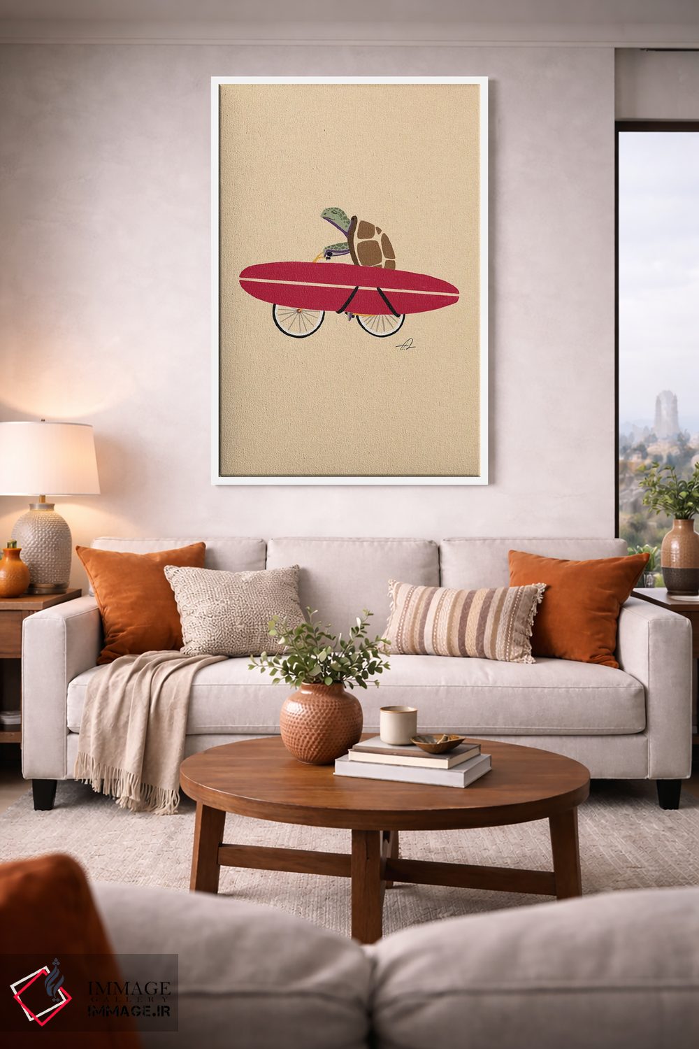 تابلو دکوراتیو لاک پشت دوچرخه سوار اثر فابیان لاواتر - D1W
